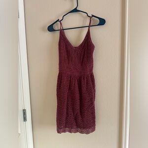 Pink Floral Crochet Dress